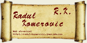 Radul Komerović vizit kartica